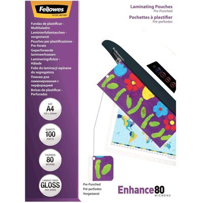Fellowes Films de plastification, Améliorer 80 (A4, 100 pcs, 80 µm) - Publicité Fellowes Films de plastification, Améliorer 80 (A4, 100 pcs, 80 µm) - Publicité