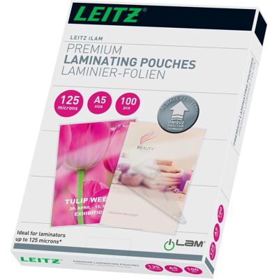 Leitz, Films de plastification, Feuille de plastification (A5, 100 pcs, 125 µm) - Publicité Leitz, Films de plastification, Feuille de plastification (A5, 100 pcs, 125 µm) - Publicité