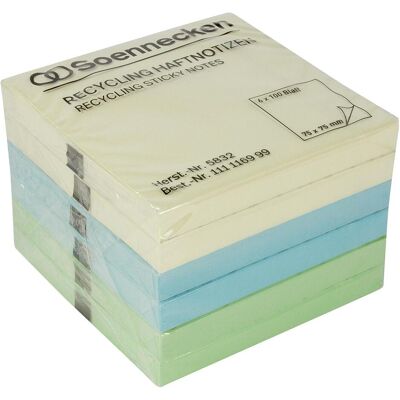 Soennecken, Notes adhésives, Note adhésive recyclée Dimensions : 75 x 75 mm (l x h) Couleur : couleurs assorties (75 x 75 mm) - Publicité Soennecken, Notes adhésives, Note adhésive recyclée Dimensions : 75 x 75 mm (l x h) Couleur : couleurs assorties (75 x 75 mm) - Publicité