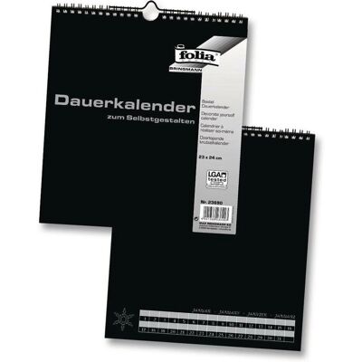 Folia, Calendrier + agenda, Calendrier permanent noir (Spécial) - Publicité Folia, Calendrier + agenda, Calendrier permanent noir (Spécial) - Publicité