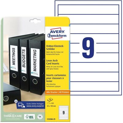 Avery Classeur : accessoires, Étiquettes à insérer dans les classeurs - Publicité Avery Classeur : accessoires, Étiquettes à insérer dans les classeurs - Publicité