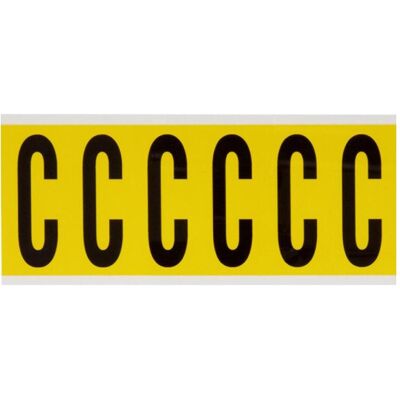 Brady, Étiquettes, 3450-C, B-499, Tissu de nylon, lettre C, noir sur jaune, 38 x 89mm, taille des caractères : 1,5 mm. Publicité Brady, Étiquettes, 3450-C, B-499, Tissu de nylon, lettre C, noir sur jaune, 38 x 89mm, taille des caractères : 1,5 mm. Publicité