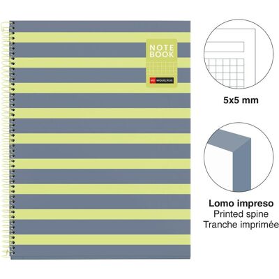 Miquelrius, Cahier + bloc-notes, Notizbuch A4 80 SQU BETWEEN THE LINES LEMON (A4, Quadrillé) - Publicité Miquelrius, Cahier + bloc-notes, Notizbuch A4 80 SQU BETWEEN THE LINES LEMON (A4, Quadrillé) - Publicité