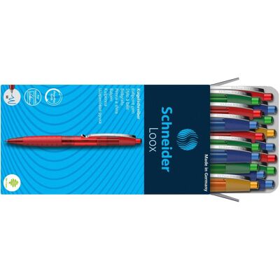 Schneider, Stylo, 20 stylos à bille LOOX couleurs assorties couleur de l'encre bleu (20x) - Publicité Schneider, Stylo, 20 stylos à bille LOOX couleurs assorties couleur de l'encre bleu (20x) - Publicité