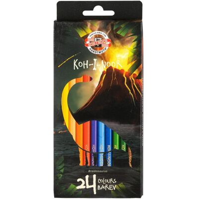 Koh-i-Noor, Écriture + dessin, Crayons de couleur Dino, 24 couleurs (24x) - Publicité Koh-i-Noor, Écriture + dessin, Crayons de couleur Dino, 24 couleurs (24x) - Publicité