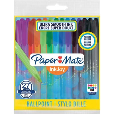 Paper Mate, Stylo, Stylo à bille InkJoy 100 Kapp27St Couleur assorti. 1,0 (27x) - Publicité Paper Mate, Stylo, Stylo à bille InkJoy 100 Kapp27St Couleur assorti. 1,0 (27x) - Publicité