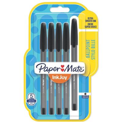 Paper Mate, Stylo, Stylo à bille InkJoy 100 Capuchon 5er sw M (5x) - Publicité Paper Mate, Stylo, Stylo à bille InkJoy 100 Capuchon 5er sw M (5x) - Publicité