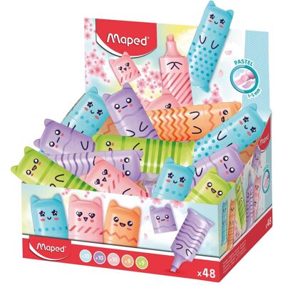 Maped, Marqueur, Surligneur PASTELL MINI - Présentoir (48x) - Publicité Maped, Marqueur, Surligneur PASTELL MINI - Présentoir (48x) - Publicité