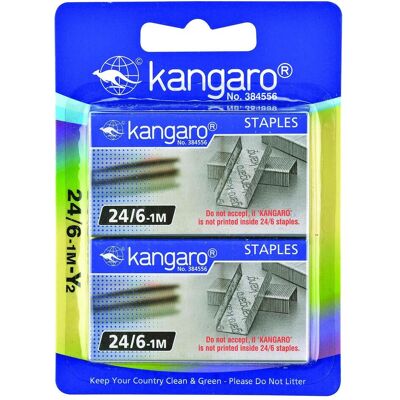 Kangaro, Attaches, Agrafes, nr. 24/6,2x1000 pièces, blister - Publicité Kangaro, Attaches, Agrafes, nr. 24/6,2x1000 pièces, blister - Publicité