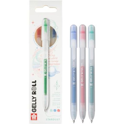 Sakura, Stylo, Gelly Roll Stardust Glitzer-Gelstifte mit Druckmechanik, 3er-Pack Rot-Blau-Grün (3x) - Publicité Sakura, Stylo, Gelly Roll Stardust Glitzer-Gelstifte mit Druckmechanik, 3er-Pack Rot-Blau-Grün (3x) - Publicité