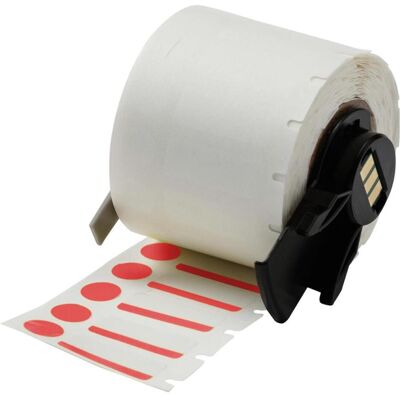Brady, Rouleau d’étiquettes, M6-98-494-RD, polyester, blanc/rouge, brillant, 25.40 x 9.53 mm, avec étiquette de couverture (46.02 mm) - Publicité Brady, Rouleau d’étiquettes, M6-98-494-RD, polyester, blanc/rouge, brillant, 25.40 x 9.53 mm, avec étiquette de couverture (46.02 mm) - Publicité