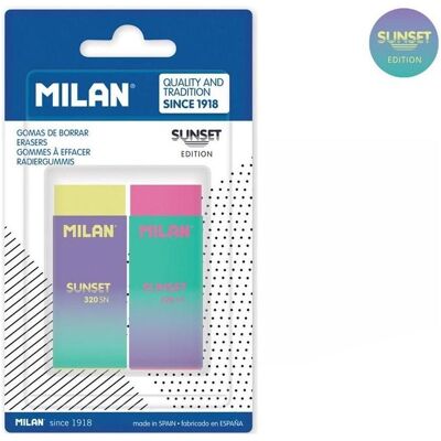 Milan, Gomme + correcteur, Kunststoff-Radierer Sunset 320 2 Stk. MAILAND - Publicité Milan, Gomme + correcteur, Kunststoff-Radierer Sunset 320 2 Stk. MAILAND - Publicité