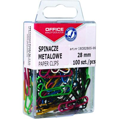 Office Products, Attaches, Trombones de couleur, revêtus, 28 mm, en carton, 100 pièces, couleurs assorties (100x) - Publicité Office Products, Attaches, Trombones de couleur, revêtus, 28 mm, en carton, 100 pièces, couleurs assorties (100x) - Publicité