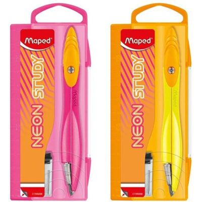 Maped Study Neon Kompass mit Einsätzen, Compas, Orange, Jaune, Multicolore - Publicité Maped Study Neon Kompass mit Einsätzen, Compas, Orange, Jaune, Multicolore - Publicité