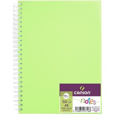 Magni, Cahier + bloc-notes, Carnet CANSON Notes à spirale, format DIN A5, 50 feuilles, 120 g/m², vert (A5) - Publicité Magni, Cahier + bloc-notes, Carnet CANSON Notes à spirale, format DIN A5, 50 feuilles, 120 g/m², vert (A5) - Publicité