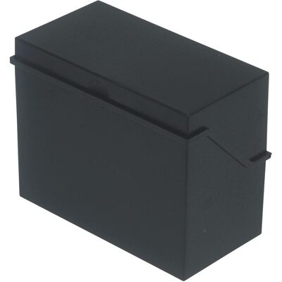 Helit, Porte-cartes, Petite boîte à fiches A6 transversale, noire, non équipée, en polystyrène, pour env. 400 cartes (A6) - Publicité Helit, Porte-cartes, Petite boîte à fiches A6 transversale, noire, non équipée, en polystyrène, pour env. 400 cartes (A6) - Publicité