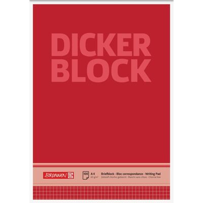 Brunnen, Cahier + bloc-notes, Bloc-notes DIN A4 quadrillé 60g/m² rouge blanc Bloc épais 100 fls (A4, Quadrillé, Couverture rigide) - Publicité Brunnen, Cahier + bloc-notes, Bloc-notes DIN A4 quadrillé 60g/m² rouge blanc Bloc épais 100 fls (A4, Quadrillé, Couverture rigide) - Publicité