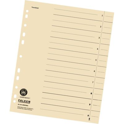 Falken, Classeur : accessoires, Intercalaires chamois, DIN A4, 240 x 300 mm, 180 g/qm carton kraft (RC) - Publicité Falken, Classeur : accessoires, Intercalaires chamois, DIN A4, 240 x 300 mm, 180 g/qm carton kraft (RC) - Publicité