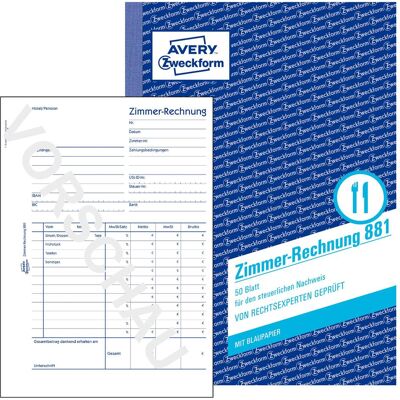Avery Bulletin de versement, Facture de la chambre (50x) - Publicité Avery Bulletin de versement, Facture de la chambre (50x) - Publicité
