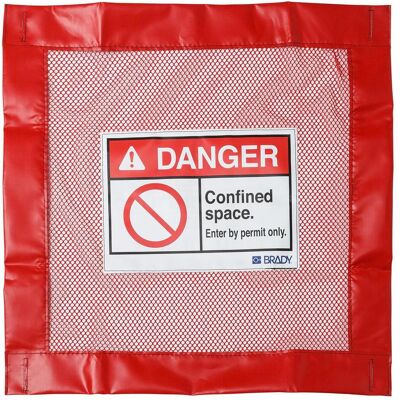 Brady, Étiquettes, Couvercles de puits verrouillables, polyester enduit de PVC, rouge, espace restreint - S (1 pièce) - Publicité Brady, Étiquettes, Couvercles de puits verrouillables, polyester enduit de PVC, rouge, espace restreint - S (1 pièce) - Publicité
