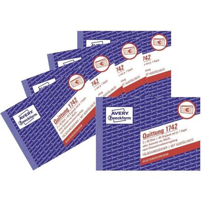 Avery Bulletin de versement, reçu petit entrepreneur hors TVA, A6 transversal (40x) - Publicité Avery Bulletin de versement, reçu petit entrepreneur hors TVA, A6 transversal (40x) - Publicité
