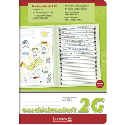 Brunnen, Cahier + bloc-notes, Cahier d'histoires ligné 2G DIN A5 sans marge, 16 feuilles (A5, Couverture souple) - Publicité Brunnen, Cahier + bloc-notes, Cahier d'histoires ligné 2G DIN A5 sans marge, 16 feuilles (A5, Couverture souple) - Publicité