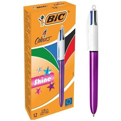 Bic, Stylo, Stylo Shine Silver Blanc (12 pièces) (12x) - Publicité Bic, Stylo, Stylo Shine Silver Blanc (12 pièces) (12x) - Publicité