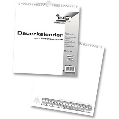 Folia, Calendrier + agenda, Calendrier permanent blanc (Spécial) - Publicité Folia, Calendrier + agenda, Calendrier permanent blanc (Spécial) - Publicité