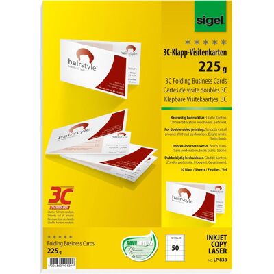Sigel, Porte-cartes, Cartes de visite pliables 3C (A4) - Publicité Sigel, Porte-cartes, Cartes de visite pliables 3C (A4) - Publicité