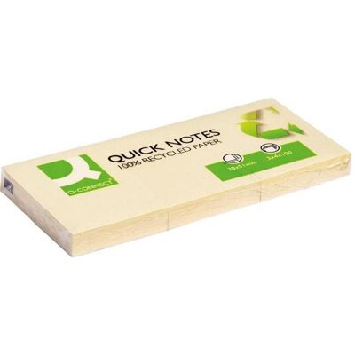 Q-Connect, Notes adhésives, Sticky Notes Quick Notes Recyclage jaune (51 x 38 mm) - Publicité Q-Connect, Notes adhésives, Sticky Notes Quick Notes Recyclage jaune (51 x 38 mm) - Publicité