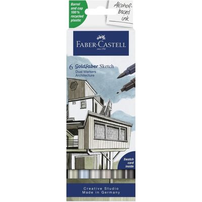 Faber-Castell, Marqueur, Gofa Sketch Marker boîte de 6 Architect (6x) - Publicité Faber-Castell, Marqueur, Gofa Sketch Marker boîte de 6 Architect (6x) - Publicité