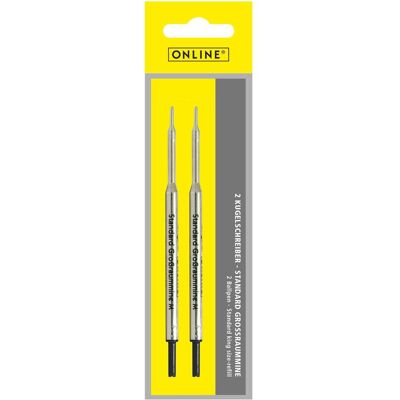 Online, Cartouche de rechange + encrier, Recharges pour stylo à bille Standard (Noir, 0.50 mm, 2 pcs) - Publicité Online, Cartouche de rechange + encrier, Recharges pour stylo à bille Standard (Noir, 0.50 mm, 2 pcs) - Publicité