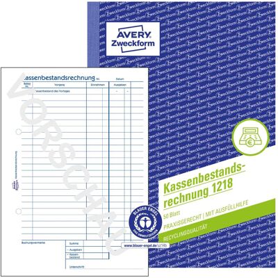 Avery Bulletin de versement, Recyclage Compte de caisse (50x) - Publicité Avery Bulletin de versement, Recyclage Compte de caisse (50x) - Publicité