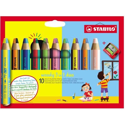 STABILO woody 3 en 1 duo - Ensemble de crayons multicolores pour enfants - Publicité STABILO woody 3 en 1 duo - Ensemble de crayons multicolores pour enfants - Publicité