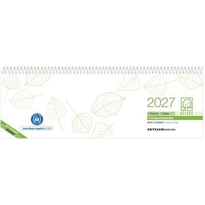 Zettler, Calendrier + agenda, Tischquerkalender 1W/1S Blauer Engel 2027 - Publicité Zettler, Calendrier + agenda, Tischquerkalender 1W/1S Blauer Engel 2027 - Publicité