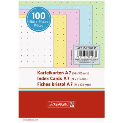 Brunnen, Fiche, Fiches A7 pointillées assorties UE=100 pièces (A7, 100x, 180 g/m²) - Publicité Brunnen, Fiche, Fiches A7 pointillées assorties UE=100 pièces (A7, 100x, 180 g/m²) - Publicité