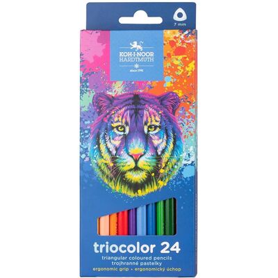 Koh-i-Noor, Écriture + dessin, Triocolor Tiger Buntstifte 24 Farben (24x) - Publicité Koh-i-Noor, Écriture + dessin, Triocolor Tiger Buntstifte 24 Farben (24x) - Publicité