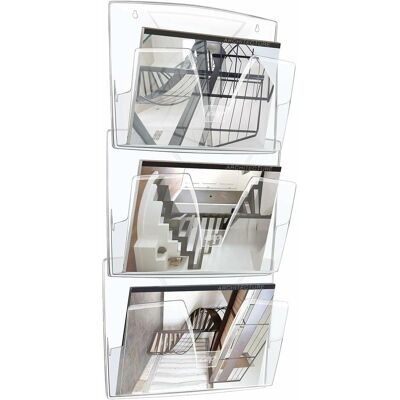 Cep, Présentoir, Porte-brochures mural transparent DIN A4 3 compartiments (A4) - Publicité Cep, Présentoir, Porte-brochures mural transparent DIN A4 3 compartiments (A4) - Publicité