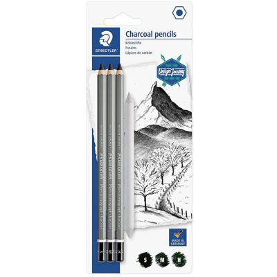 Crayons de Charbon Staedtler Mars Lumograph - Qualité Premium - 3 Gradés - Publicité Crayons de Charbon Staedtler Mars Lumograph - Qualité Premium - 3 Gradés - Publicité