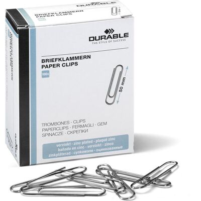 Durable, Attaches, Trombone forme ronde 50mm métal zinc 100 pcs/paquet - Publicité Durable, Attaches, Trombone forme ronde 50mm métal zinc 100 pcs/paquet - Publicité