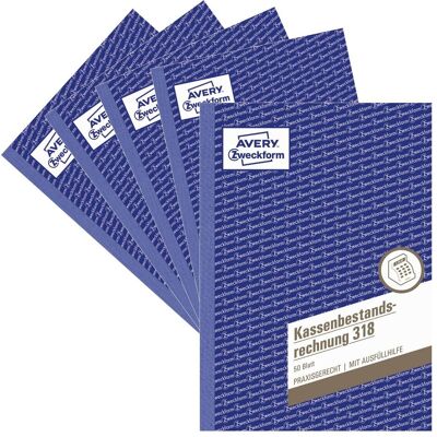 Avery Cahier + bloc-notes, comptabilité de caisse, A5 (A5, Blanc, Couverture souple) - Publicité Avery Cahier + bloc-notes, comptabilité de caisse, A5 (A5, Blanc, Couverture souple) - Publicité