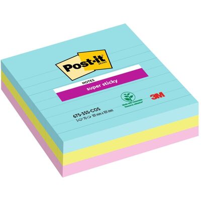 Post-it, Notes adhésives, Super Sticky Sticky Notes Miami lined (101 x 101 mm) - Publicité Post-it, Notes adhésives, Super Sticky Sticky Notes Miami lined (101 x 101 mm) - Publicité