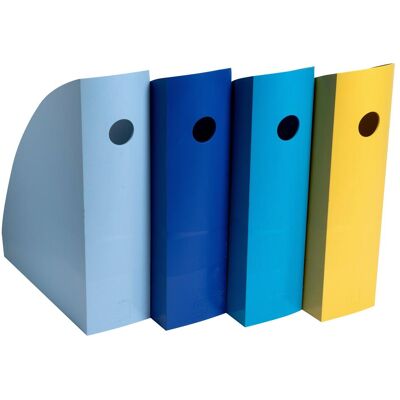 Exacompta, Archivage + classement, Set de 4 porte-revues Mag-Cube Bee Blue - Couleurs assorties (A4) - Publicité Exacompta, Archivage + classement, Set de 4 porte-revues Mag-Cube Bee Blue - Couleurs assorties (A4) - Publicité