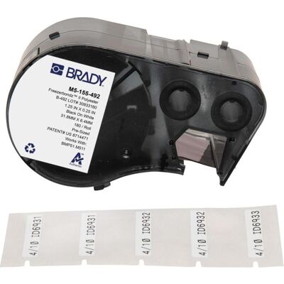 Brady, Rouleau d’étiquettes, M5-155-492, FreezerBondz II(TM), polyester, noir sur blanc, 6,35 x 31,75 mm, permanent (20 - Publicité Brady, Rouleau d’étiquettes, M5-155-492, FreezerBondz II(TM), polyester, noir sur blanc, 6,35 x 31,75 mm, permanent (20 - Publicité