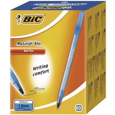 Bic, Stylo, Dlugopis Round Stic niebieski pudelko 60 sztuk (60x) - Publicité Bic, Stylo, Dlugopis Round Stic niebieski pudelko 60 sztuk (60x) - Publicité