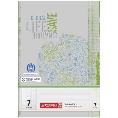 Brunnen, Cahier + bloc-notes, Cahier d'écolier recyclé avec quadrillage 7 sans marge (A5, Couverture souple) - Publicité Brunnen, Cahier + bloc-notes, Cahier d'écolier recyclé avec quadrillage 7 sans marge (A5, Couverture souple) - Publicité