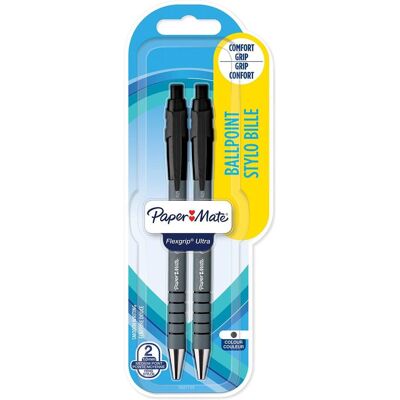 Paper Mate, Stylo, Stylo bille Flexgrip Ultra RT M 2er noir blister (2x) - Publicité Paper Mate, Stylo, Stylo bille Flexgrip Ultra RT M 2er noir blister (2x) - Publicité