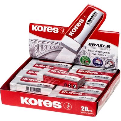 Kores, Gomme + correcteur, Gomme en plastique "KE20", (L)60 x (P)21 x (H)10 mm - Publicité Kores, Gomme + correcteur, Gomme en plastique "KE20", (L)60 x (P)21 x (H)10 mm - Publicité