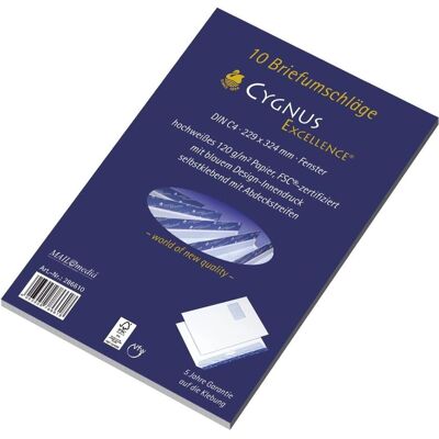Mailmedia, Enveloppes, Pochettes d'expédition Cygnus Excellence DIN C4 avec fenêtre blanc 10 pcs. (C4, 10x) - Publicité Mailmedia, Enveloppes, Pochettes d'expédition Cygnus Excellence DIN C4 avec fenêtre blanc 10 pcs. (C4, 10x) - Publicité