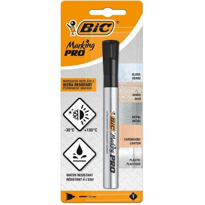 Bic, Marqueur, Permanent marker pro black blister (1x) - Publicité Bic, Marqueur, Permanent marker pro black blister (1x) - Publicité